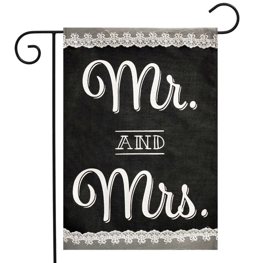 mr. and mrs. lace decor garden flag 