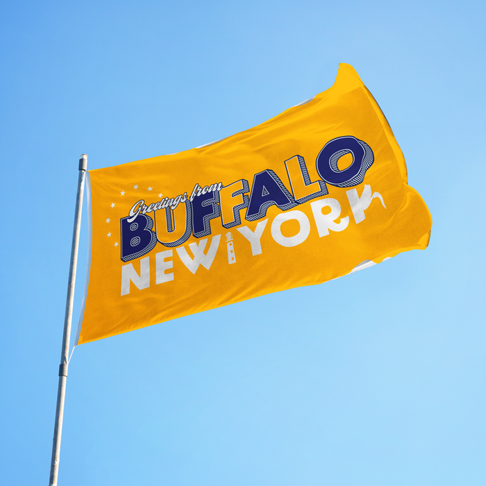3x5' Greetings From Buffalo Blue and Gold Polyester Flag