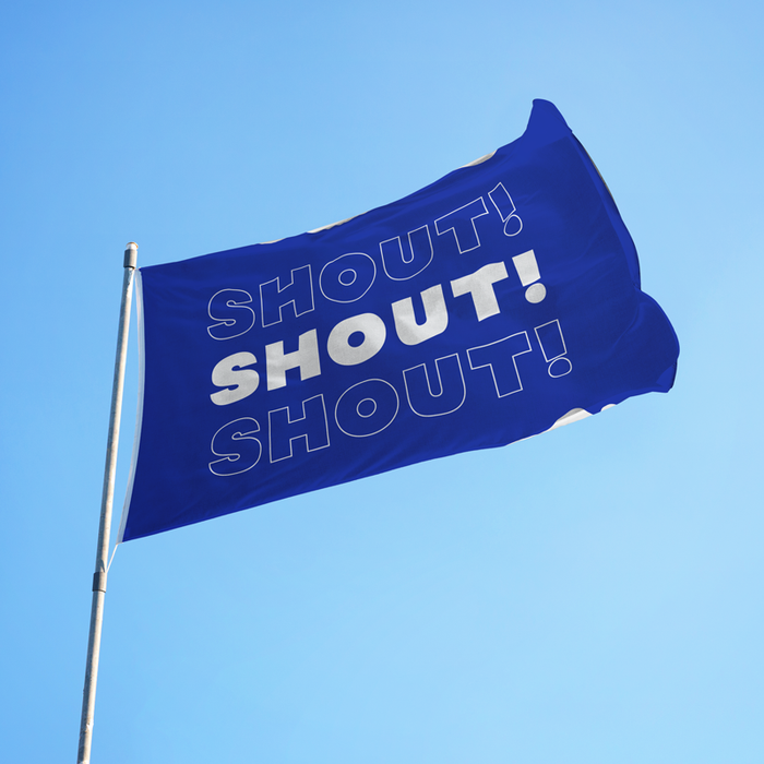 3x5' Shout! Shout! Shout! Blue Polyester Flag