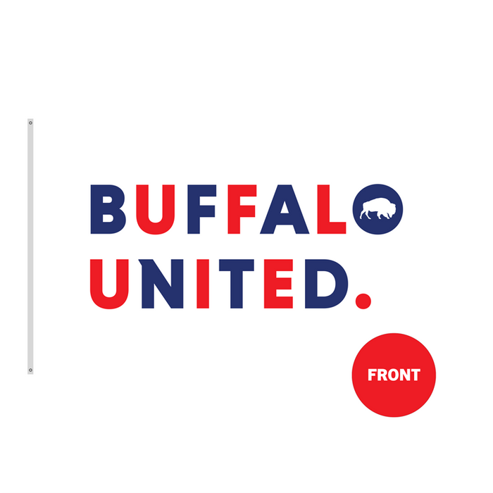 3x5' Buffalo United White Polyester Flag - Made in USA