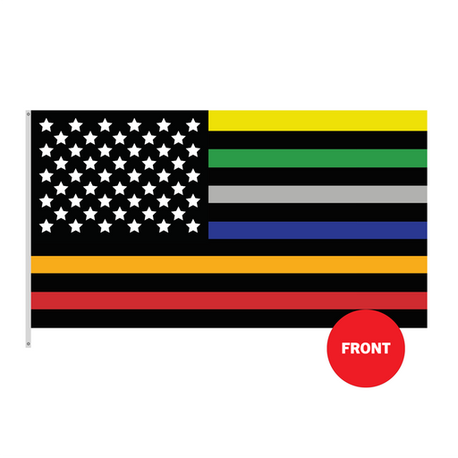 3x5' First Responder Thin Line Polyester Flag - Made in the USA