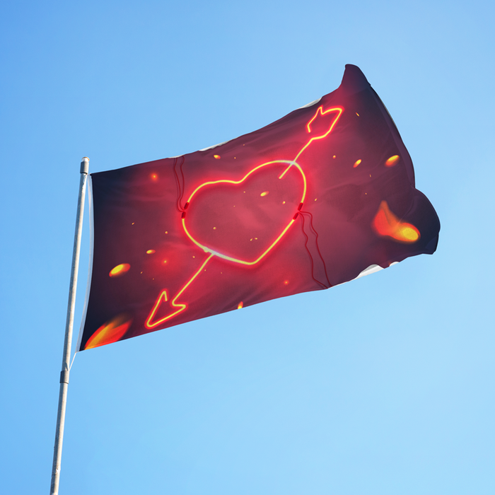 3x5' Neon Heart Polyester Flag - Made in USA