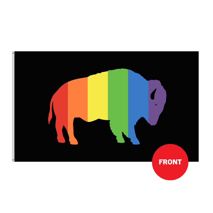 3x5' Rainbow Buffalo Black Background Polyester Flag - Made in USA