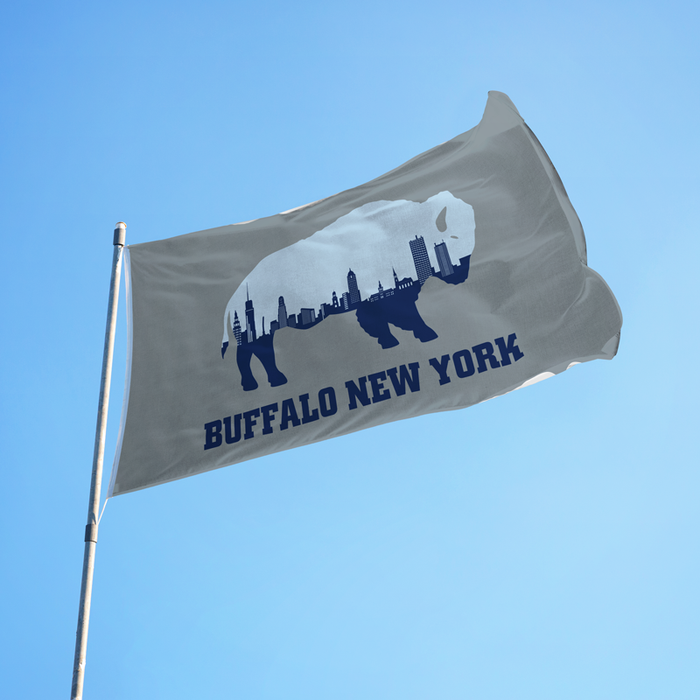 Skyline in Buffalo Polyester Flag - Made in USA - comes in 2x3' and 3x5'