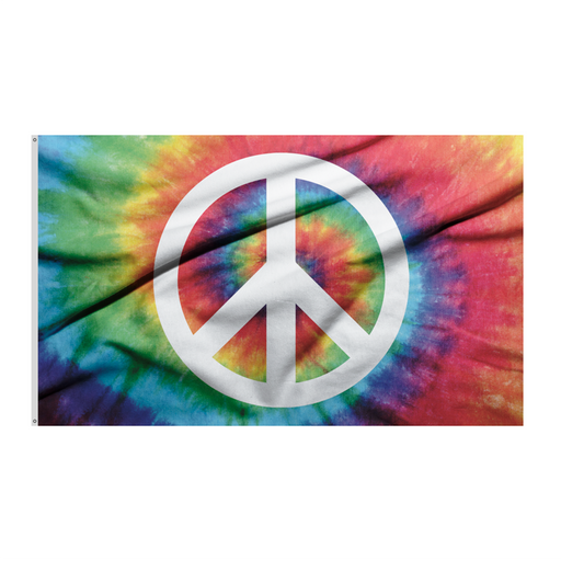3x5' Tie Dye Peace Sign Polyester Flag - Made in USA