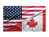 flag with the US flag on the top left corner and the Canadian flag in the bottom right corner