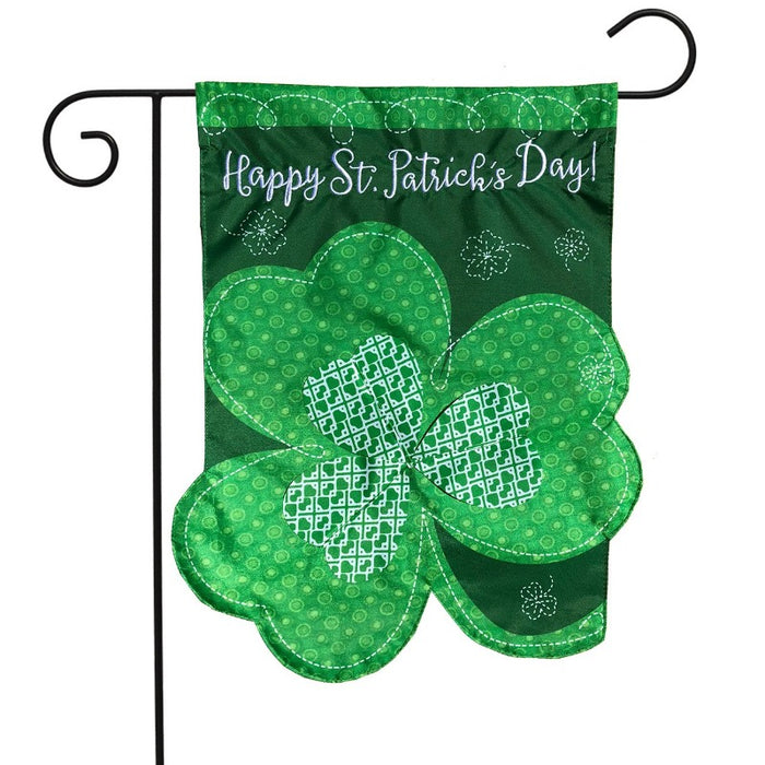 shamrock shaped flag with text saying "happy st.patrick's  day"