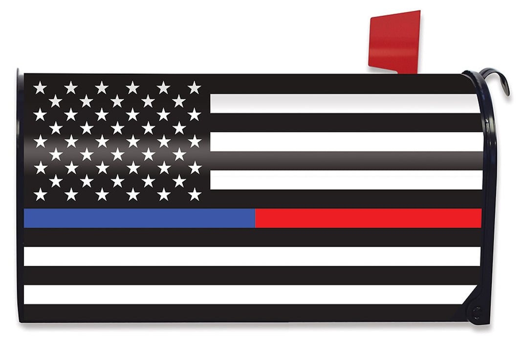 Thin Blue & Red Line Mailbox Cover