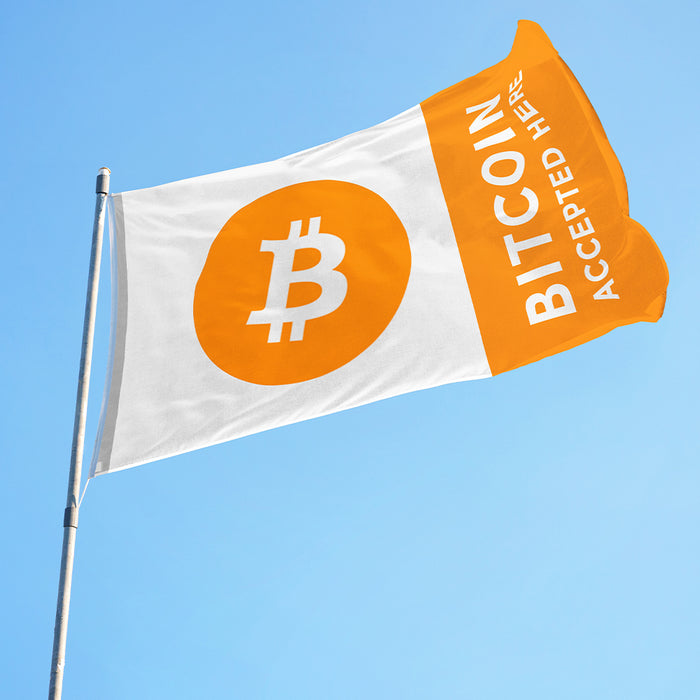 3x5' Bitcoin Flag - BTC Accepted Here - Modern Style - Made in USA