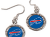 silver earrings with the bills logo in the center