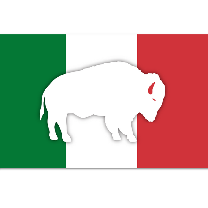italian tricolor flag with buffalo silhouette in the center