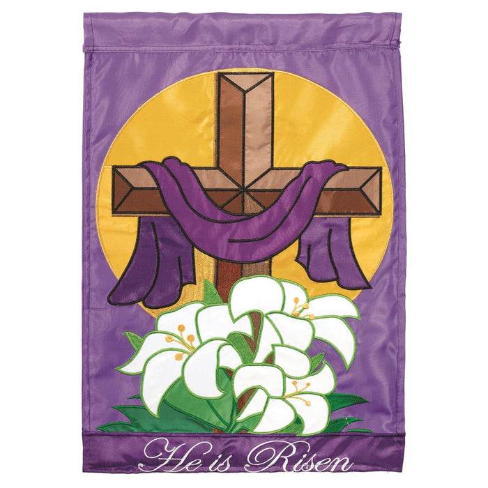 He Is Risen Double Applique Garden Flag