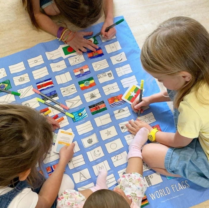 World Flags Tablecloth – Color & Learn study guide cards not included