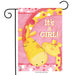 pink flag with giraffes and the words "it's a girl!"