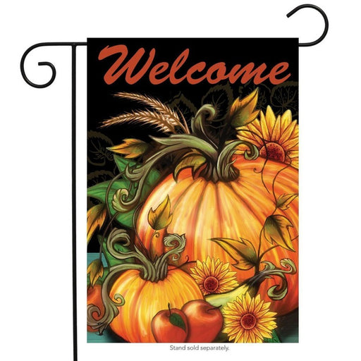 pumpkin and flowers themed welcome flag