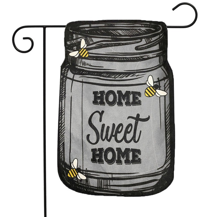 Home Sweet Home Mason Jar with Bees Burlap Garden Flag
