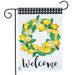 flag with wreath of lemons and the word "welcome"