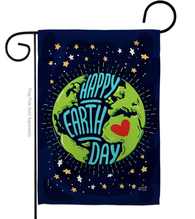 Happy Earth Day Garden Flag, stand not included