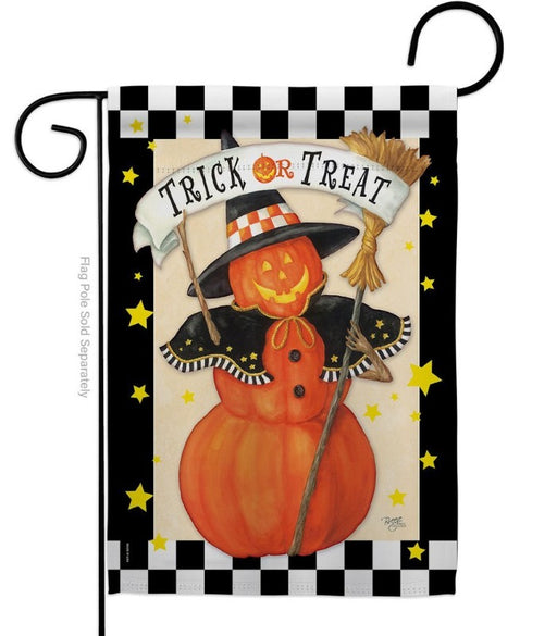 Jack-O-Lantern Witch Garden Flag