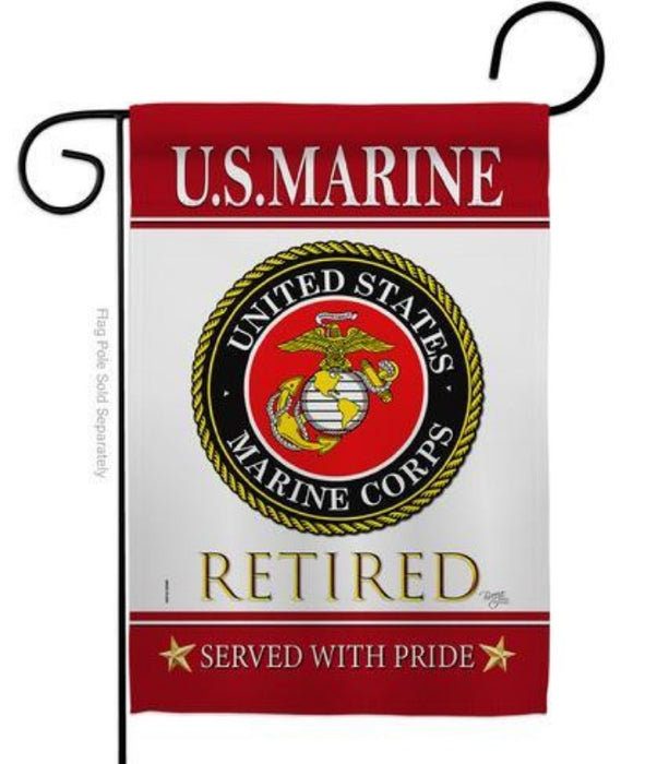us marine retired garden flag