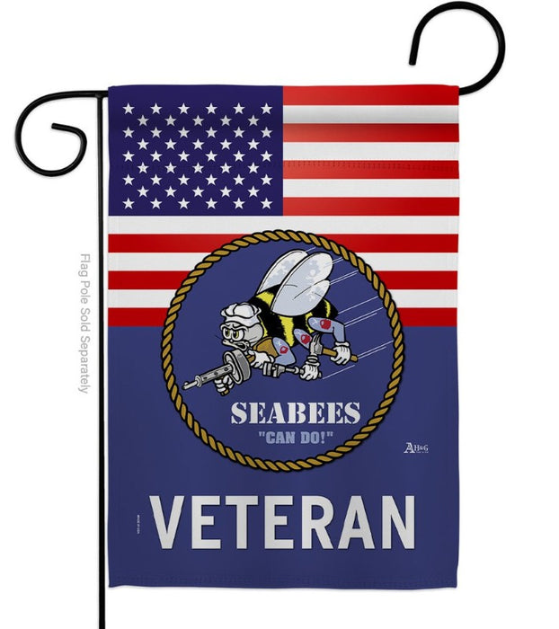 US & Navy Seabees Garden Flag
