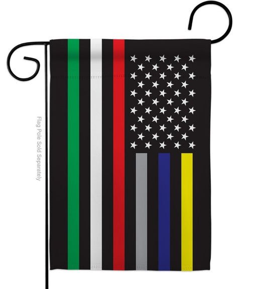 US First Responders Line Garden Flag shows your support for all those who put their lives on the line in service to others