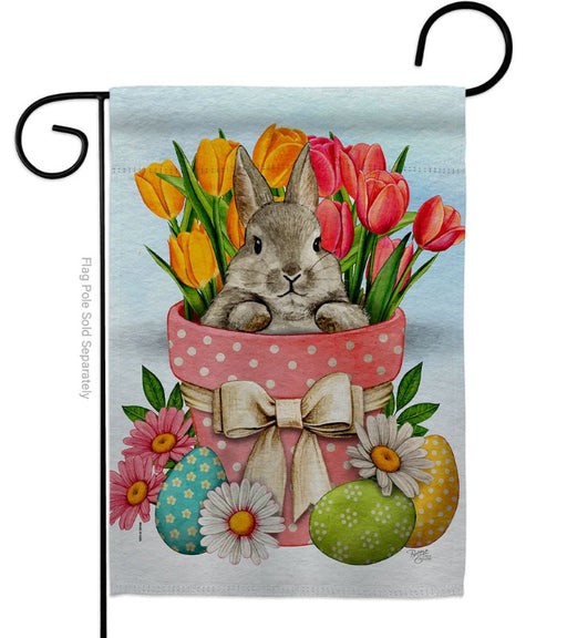 Bunny With Tulips Garden Flag