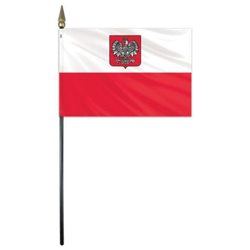 8x12" Poland with Eagle Stick Flag