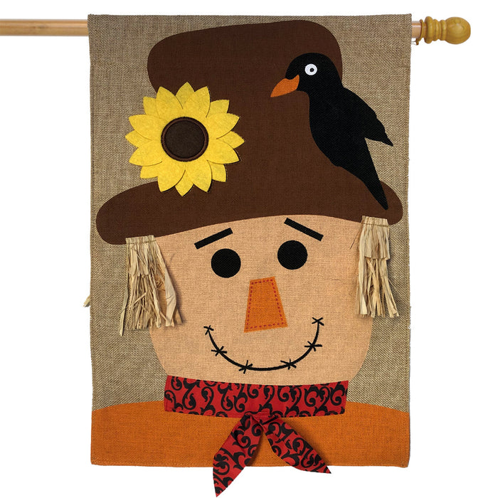 Autumn Scarecrow Burlap Banner Flag