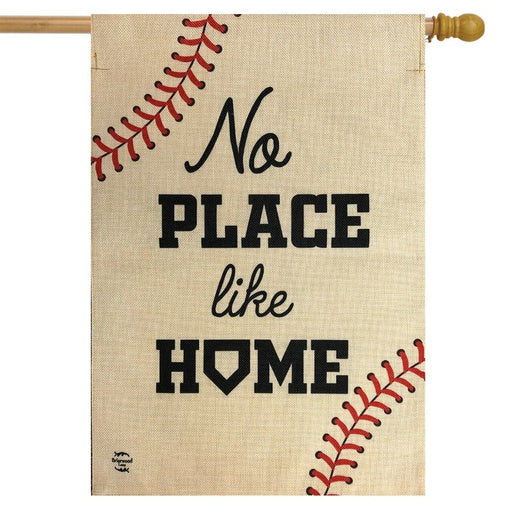 No Place Like Home Baseball Burlap Banner Flag