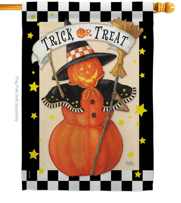 Jack-O-Lantern Witch Banner Flag