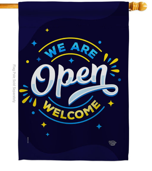 We Are Open Banner Flag