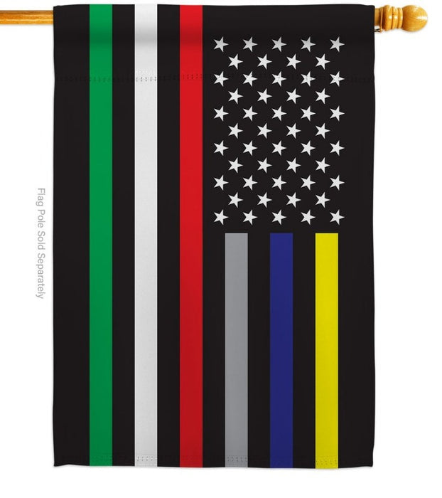 US First Responders Line Banner Flag shows your support for all those who put their lives on the line in service to others