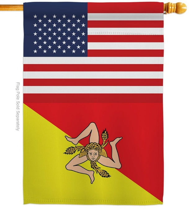 Sicily US Friendship Banner Flag, pole not included