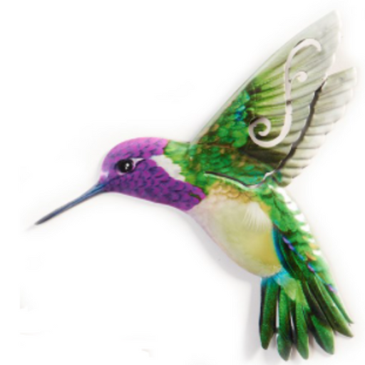 Purple/Green Hummingbird Design Wall Plaque