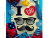 flag with accessories and text saying "i heart dad"