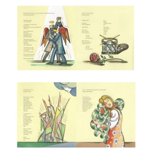 inside of the book showing illustrations and the poetry