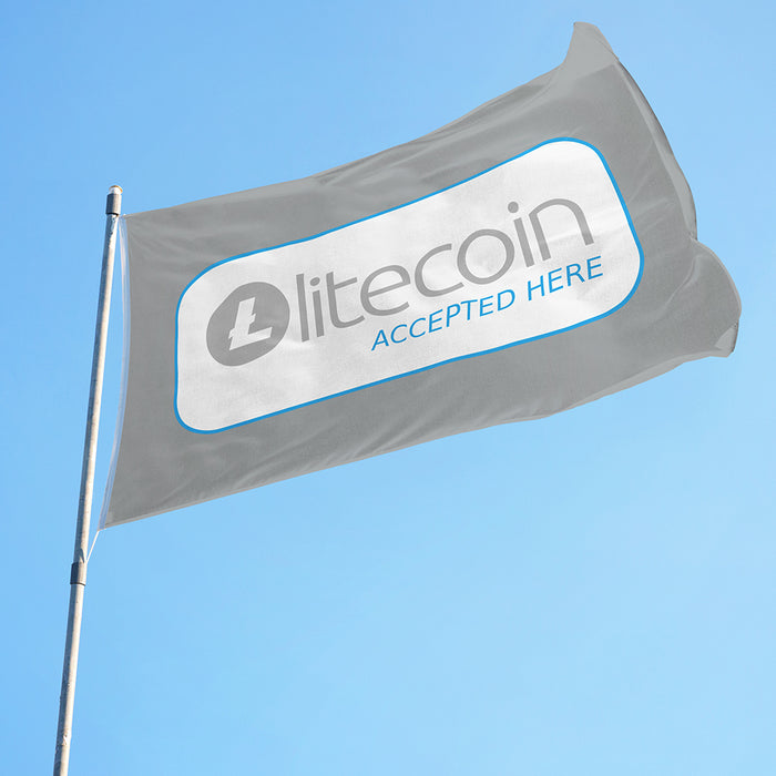 3x5' Litecoin Flag - LTC Accepted Here - Dark - Made in USA