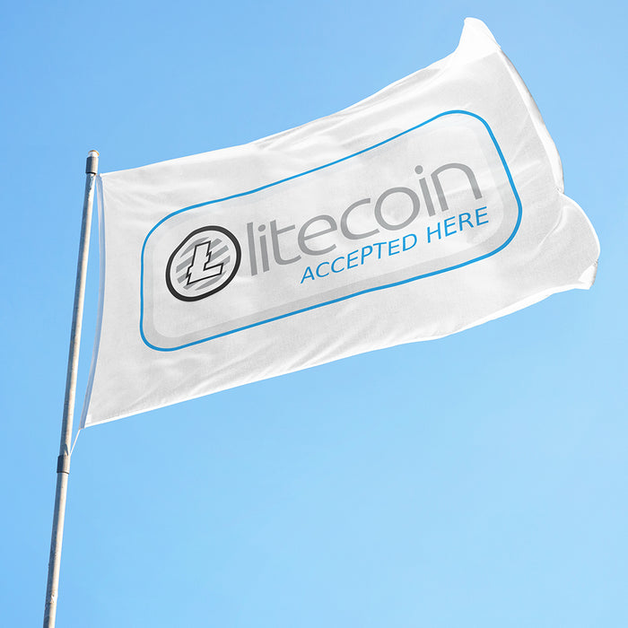 3x5' Litecoin Flag - LTC Accepted Here - Light - Made in USA