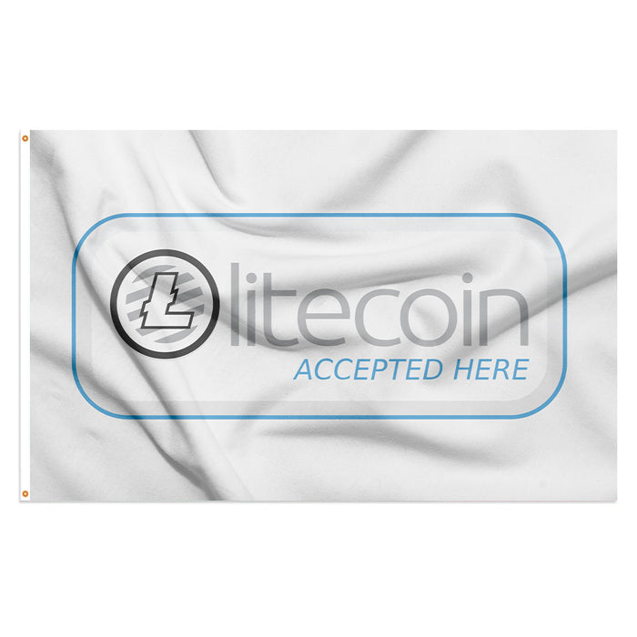3x5' Litecoin Flag - LTC Accepted Here - Light - Made in USA