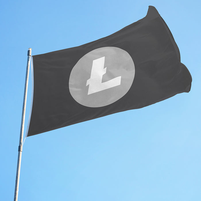 3x5' Litecoin Flag - LTC Official Logo - Dark - Made in USA