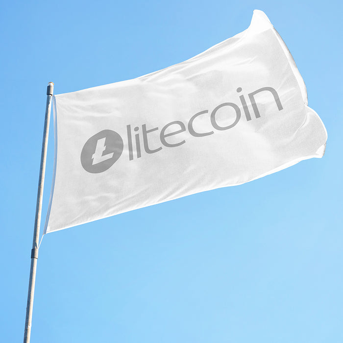 3x5' Litecoin Flag - LTC Official Wordmark - Flat - Made in USA