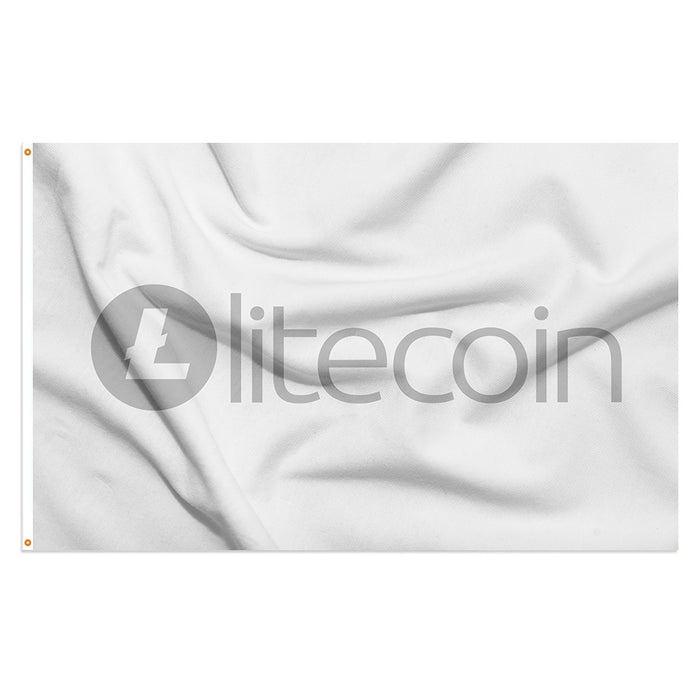 3x5' Litecoin Flag - LTC Official Wordmark - Flat - Made in USA