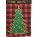 Buffalo Plaid Merry Christmas Tree Applique Banner Flag
