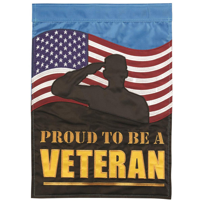 Proud to Be a Veteran Applique Banner Flag