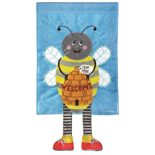 Honey Bee Crazy Legs Applique Garden Flag