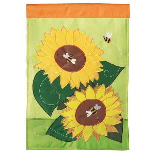Sunflowers & Bees Burlap Applique Garden Flag