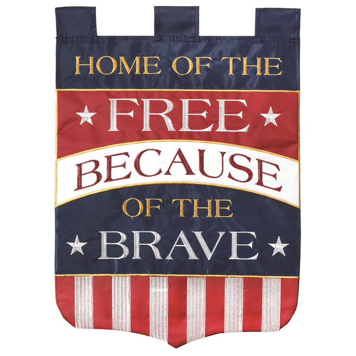 "Home of the Free, Because of the Brave" Applique Banner Flag