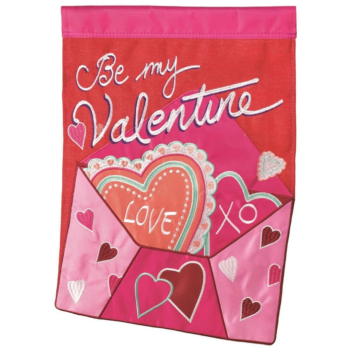 Be My Valentine Burlap Applique Garden Flag
