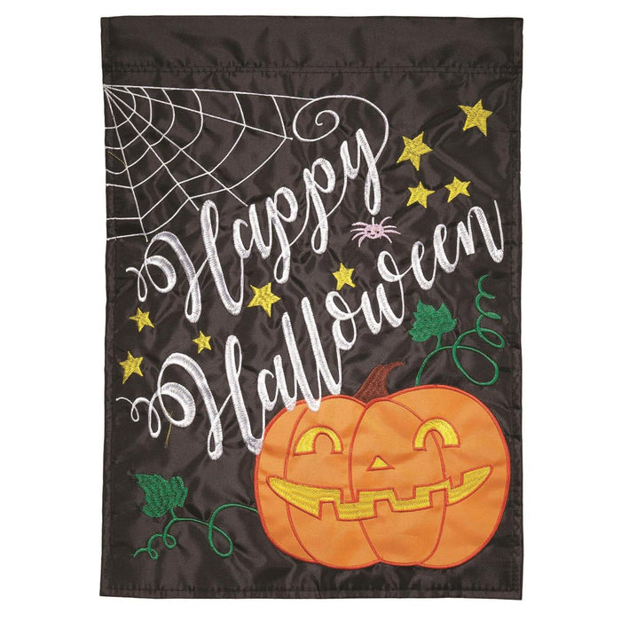 Halloween Jack O'Lantern Applique Garden Flag